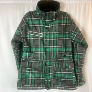 555 women outdoors Green Plaid Puffer
Jacket. Size:L Green Plaid Jacket